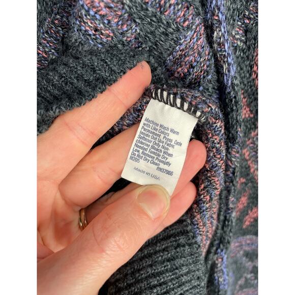 Jantzen Men’s Chunky Knit Sweater Aztec Medium Grandpa Vintage Geometric USA - Picture 5 of 7